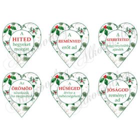 Szívek magyal levelekkel feliratokkal - 9,5 cm magas