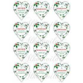 Szívek magyal levelekkel feliratokkal -5,7 cm magas