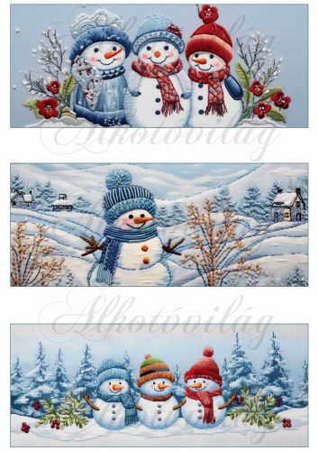 Cuki hímzett hóemberkék- BÖGREPALÁST - 8 x 19,5 cm