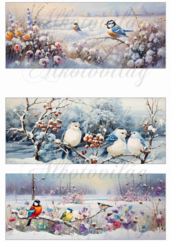 Cuki kismadarak téli tájjal - BÖGREPALÁST - 8 x 19,5 cm