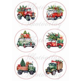 Karácsonyi autók 8,5 cm-es körökben