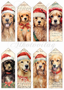 Könyvjelzők karácsonyi kutyusokkal 13 x 4,3 cm