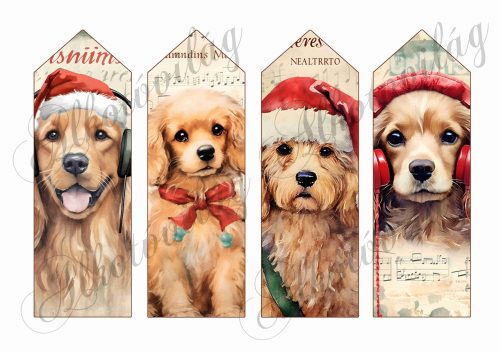 Könyvjelzők karácsonyi kutyusokkal 16,5 x 5,5 cm