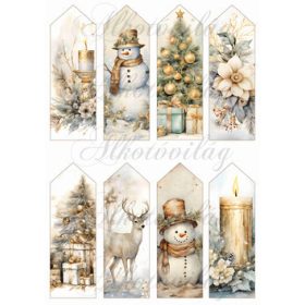   Könyvjelzők karácsonyi mintákkal arany-barna árnyalatokban 13 x 4,3 cm