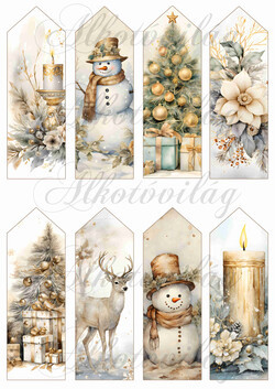 Könyvjelzők karácsonyi mintákkal arany-barna árnyalatokban 13 x 4,3 cm