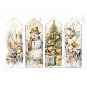   Könyvjelzők karácsonyi mintákkal arany-barna árnyalatokban 16,5 x 5,5 cm