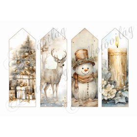   Könyvjelzők karácsonyi mintákkal arany-barna árnyalatokban 2 - 16,5 x 5,5 cm