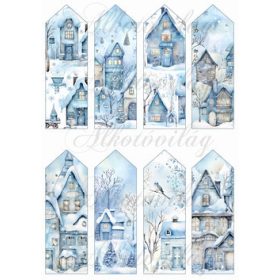   Könyvjelzők karácsonyi mintákkal kékes árnyalatokban 13 x 4,3 cm