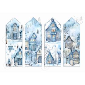   Könyvjelzők karácsonyi mintákkal kékes árnyalatokban 16,5 x 5,5 cm