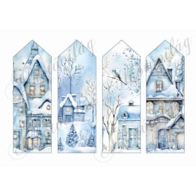   Könyvjelzők karácsonyi mintákkal kékes árnyalatokban 2 16,5 x 5,5 cm