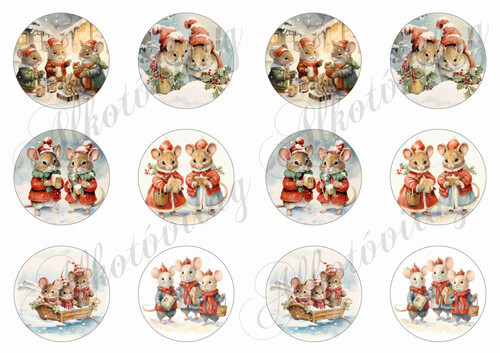 Körök karácsonyi kisegerekkel 5,5 cm