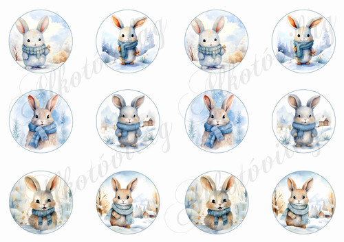 Körök téli nyuszikkal 5,5 cm