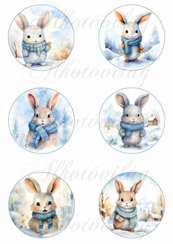 Körök téli nyuszikkal 8 cm