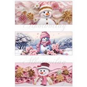   Tüneményes hóemberkék rózsaszínben - BÖGREPALÁST - 8 x 19,5 cm