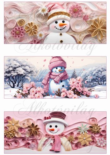 Tüneményes hóemberkék rózsaszínben - BÖGREPALÁST - 8 x 19,5 cm