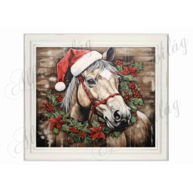 Karácsonyi ló képkeretben - 19,5 x 22 cm