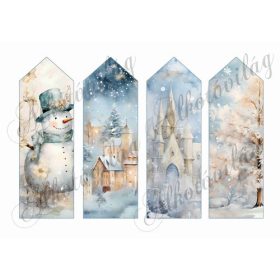   Könyvjelzők karácsonyi mintákkal arany-kékes árnyalatokban 16,5 x 5,5 cm