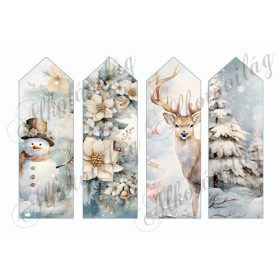   Könyvjelzők karácsonyi mintákkal arany-kékes árnyalatokban 2 - 16,5 x 5,5 cm