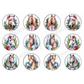 Körök karácsonyi lovakkal - 6 cm