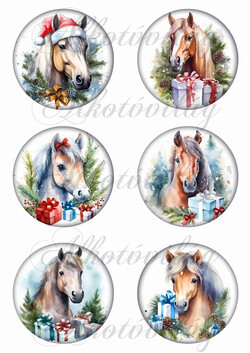 Körök karácsonyi lovakkal - 8,5 cm