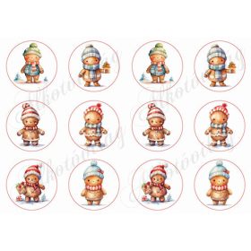 Tündéri mézeskalács babák körökben - 6 cm