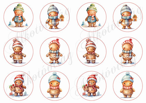 Tündéri mézeskalács babák körökben - 6 cm