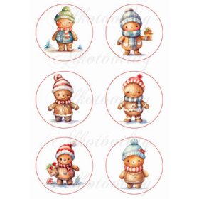 Tündéri mézeskalács babák körökben - 8,5 cm