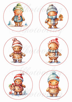 Tündéri mézeskalács babák körökben - 8,5 cm