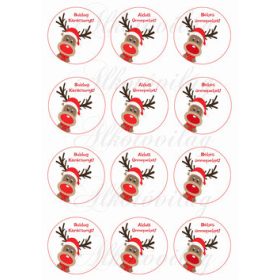 Szarvasos körök 6 cm karácsonyi feliratokkal