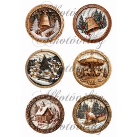 3D fafaragott hatású karácsonyfadíszek - 8,5 cm