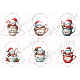 Cuki hóemberkék bögrékben 2 - 9,5 cm magas harangokon