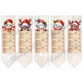   Könyvjelzők táblát tartó cuki figurákkal - szarvas, hóember, maci - 18,5 x 5 cm