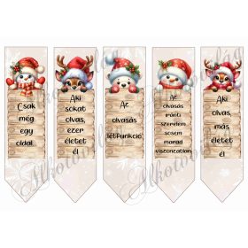   Könyvjelzők táblát tartó cuki figurákkal és idézetekkel - szarvas, hóember, maci - 18,5 x 5 cm