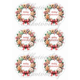   Gyönyörű karácsonyi koszorúk mézeskaláccsal 8,5 cm körökben - BOLDOG KARÁCSONYT felirattal