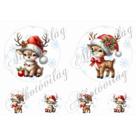   Hópelyhes kör alapok tüneményes szarvasokkal 13 és 5,5 cm átmérővel