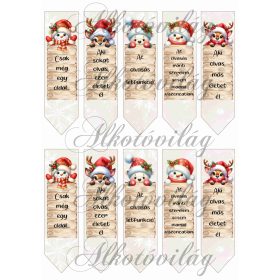   Könyvjelzők táblát tartó cuki figurákkal és idézetekkel - szarvas, hóember, maci - 13 x 3,7 cm