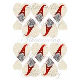 Manók bézs szíveken - 7,5 cm magas