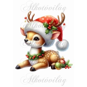   Párnablokk - vászontáska blokk - Cuki szarvas mikulássapkában 2