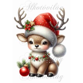   Párnablokk - vászontáska blokk - Cuki szarvas mikulássapkában 3