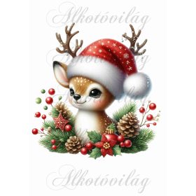   Párnablokk - vászontáska blokk - Cuki szarvas mikulássapkában 4