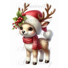   Párnablokk - vászontáska blokk - Cuki szarvas mikulássapkában 5