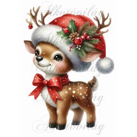   Párnablokk - vászontáska blokk - Cuki szarvas mikulássapkában 6