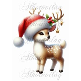   Párnablokk - vászontáska blokk - Cuki szarvas mikulássapkában