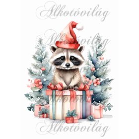   Párnablokk - vászontáska blokk - Mosómedve karácsonyi ajándékcsomagokkal