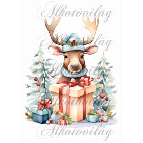   Párnablokk - vászontáska blokk - Szarvas karácsonyi ajándékcsomagokkal