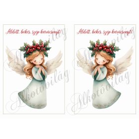   Kép angyalkával ÁLDOTT, BÉKÉS, SZÉP KARÁCSONYT felirattal - 13 x 19 cm