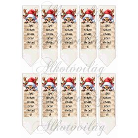   Könyvjelző táblát tartó cuki szarvassal és felirattal - 13 x 3,7 cm