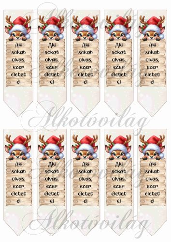 Könyvjelző táblát tartó cuki szarvassal és felirattal - 13 x 3,7 cm