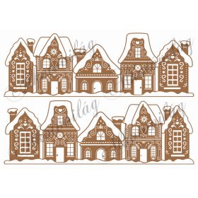 Mézeskalács házikók 8-9,5 cm magas, 28,5 cm széles