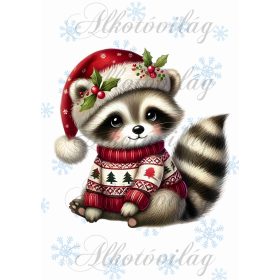   Párnablokk - vászontáska blokk - Cuki mikulássapkás mosómacival